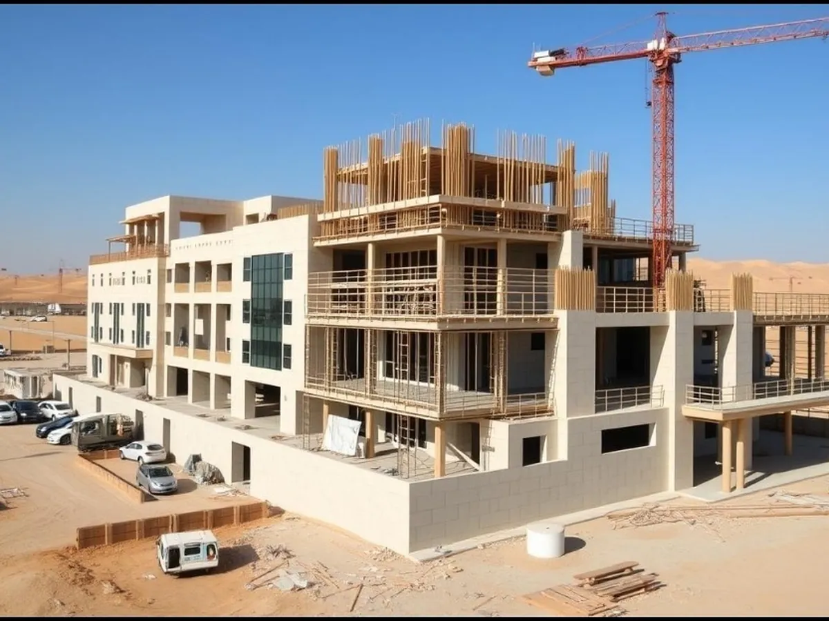 تصور: مشروع مبنى تجاري — أعمال مقاولات عامة
