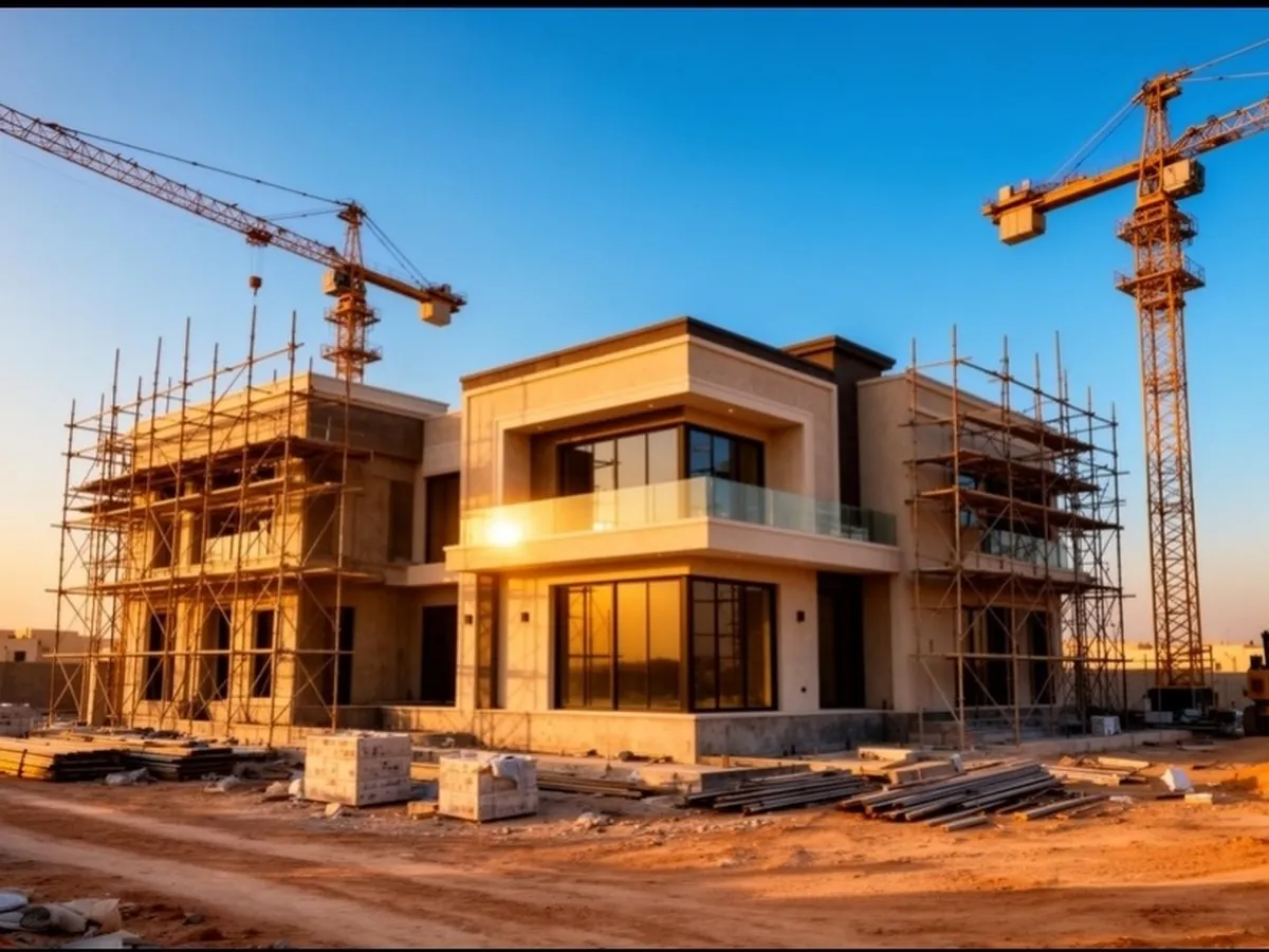تصور: مشروع مبنى سكني تجاري — أعمال مقاولات عامة